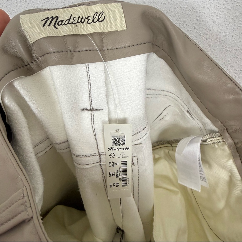 Madewell The Perfect Vintage Straight Jean Faux Leather Edition Pumice NWT Sz 28 - Picture 8 of 11